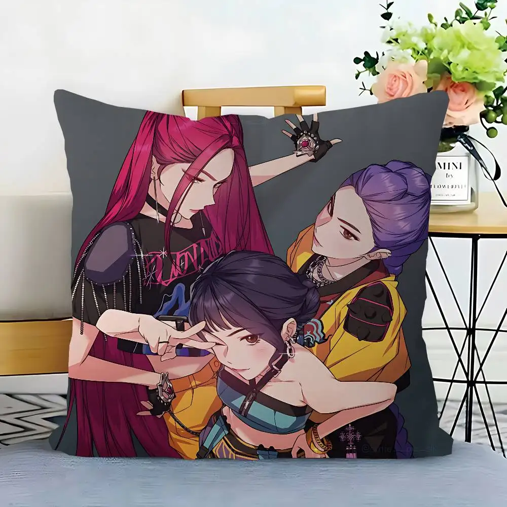 KPop شيطان الصيادين وسادة أنيمي وسادة أريكة سرير رئيس وسادة غطاء غطاء الوسادة 45x45 سم الموضة