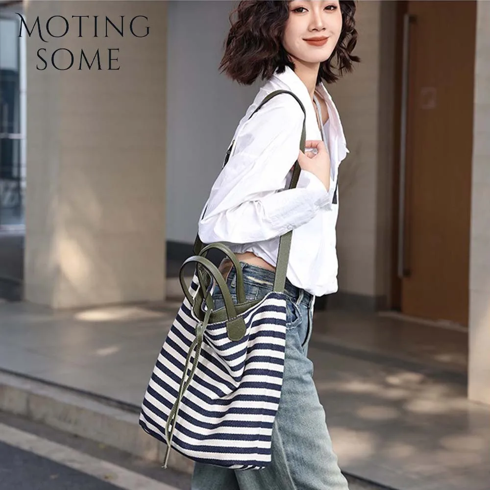 Motingsome Luxury Genuine Leather Saddle Bucket Bag Double-sided Use High Quality Shoulder Casual Tote Retro Handbag and Purses