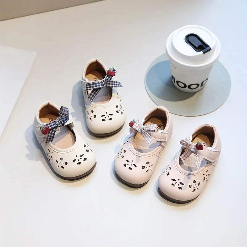 

Fashion Bow Girls Princess Shoes 2026 Spring New Kids Mary Jane Leather Shoes Simple Versatile Girls Flat Casual Shoe Zapatos