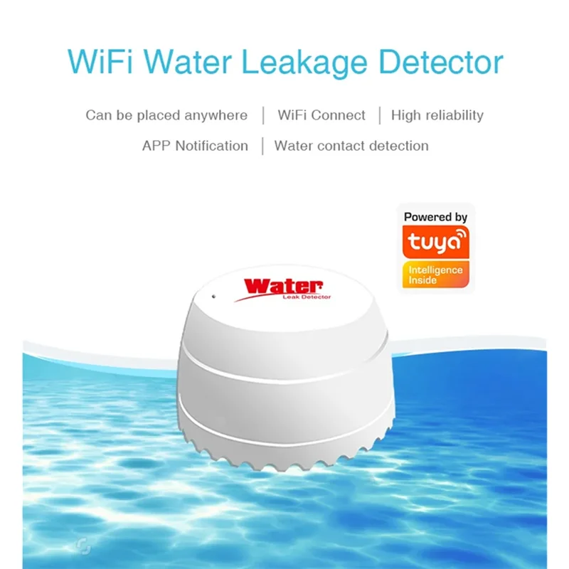 ABBO-Tuya Smart Wifi Detector de vazamento de água Sensor de alarme de inundação sem fio Wifi Detector de vazamento de água