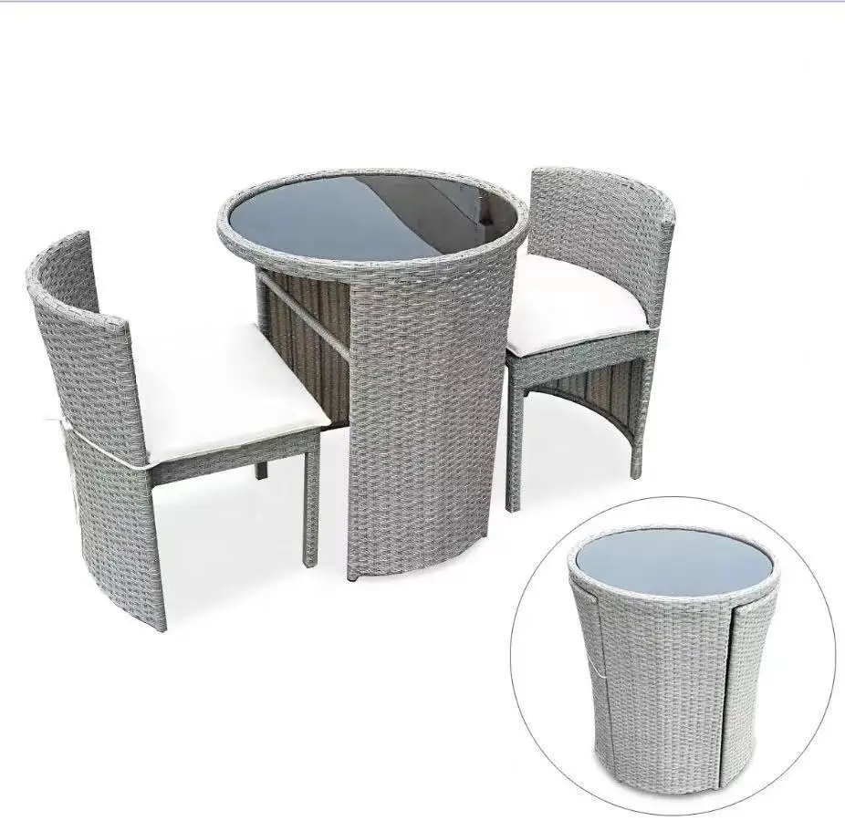 Al l weather outdoor patio rattan table and chair save space rattan  bistro table and chair set