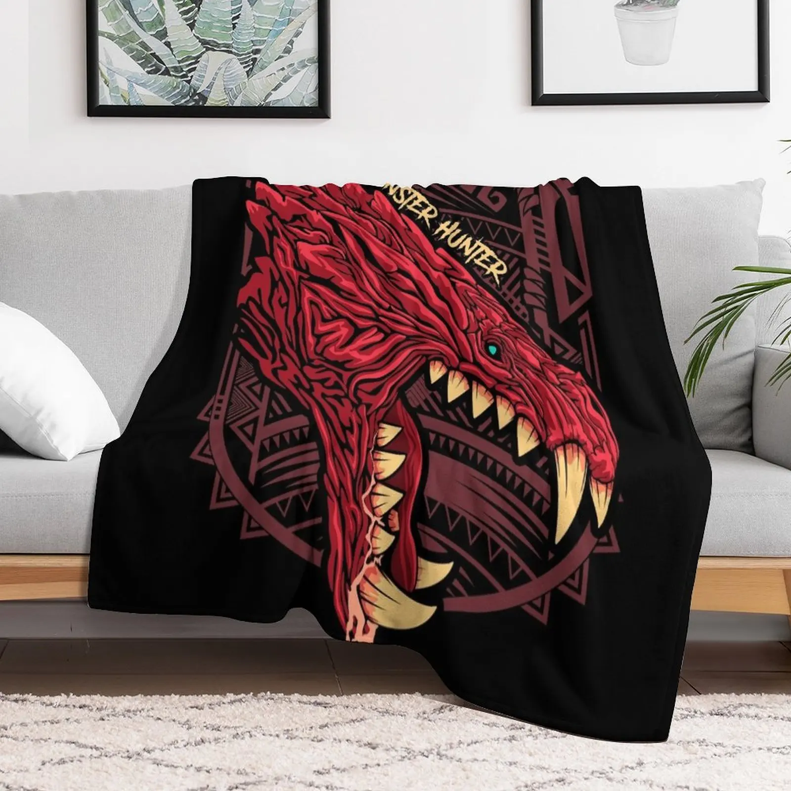 

Odogaron Monster Hunter Throw Blanket Plaid on the sofa Winter beds Blankets