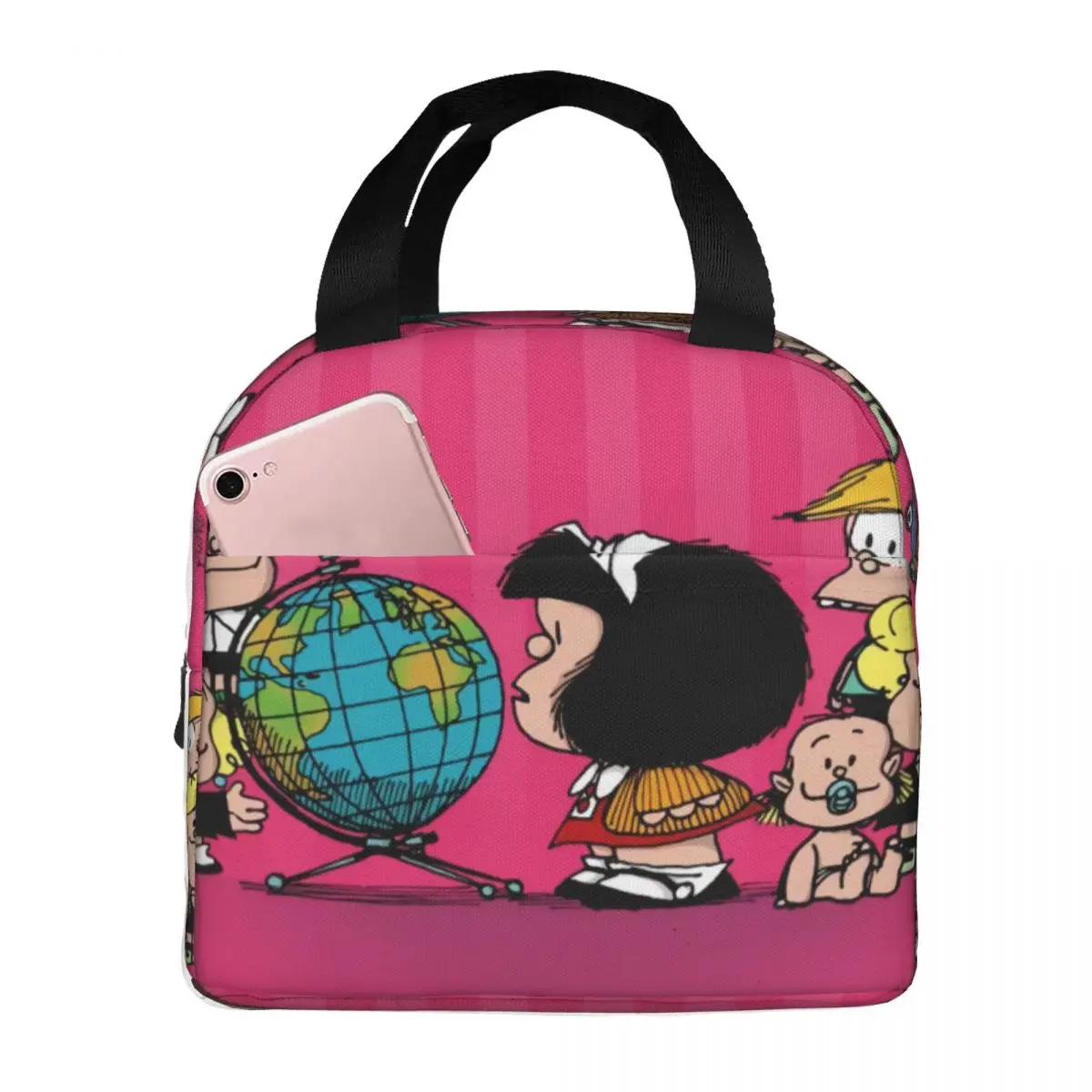 Mafalda And Her Friends Thermal Insulated Lunch Bags Women Quino Manga Cartoon Resuable Lunch Container Outdoor Storage Food Box