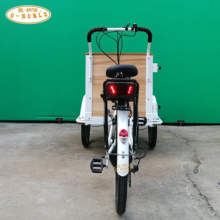Electric upside down donkey takeaway bicycle mall street view coffee milk tea sale human pedal tricycle view 3