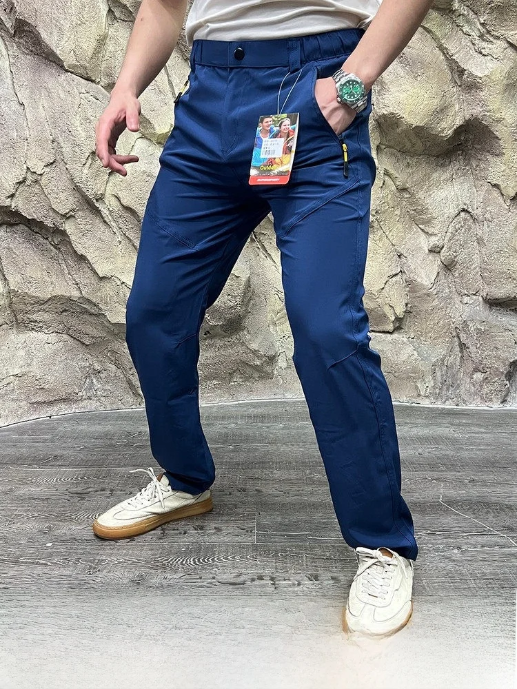 

Уличные мужские легкие повседневные брюки с дышащей эластичной резинкой на талии и 3D пошивкой, летние модные прямые брюки