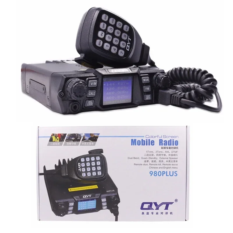 Brand For QYT KT-980 Plus Car Vehicle Mount Radio Dual Band 136-174MGHz 400-470MHz VHF UHF Quad Standby KT-980Plus Mobile Ham