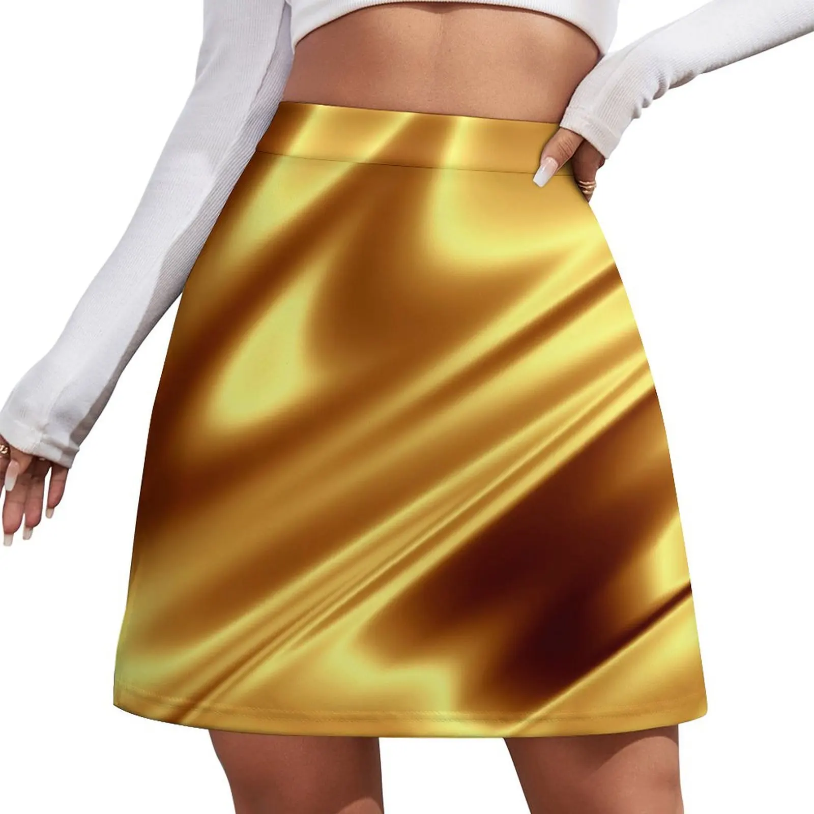 Super Shiny Gold Merchandise Mini Skirt School uniform kpop skorts for women