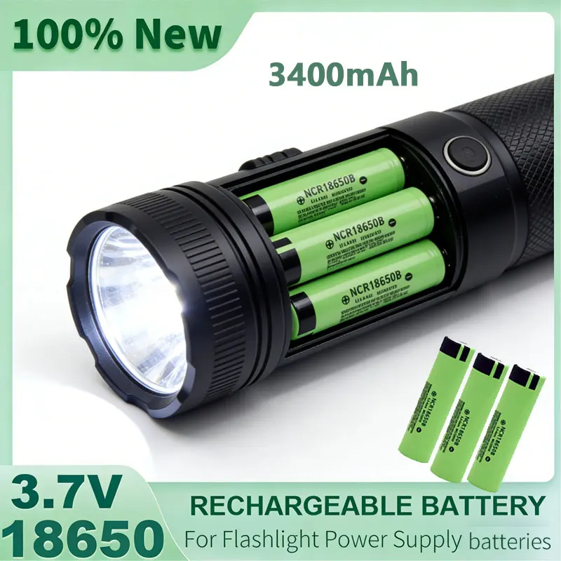 

️️20263.7V 3400mAh High Capacity NCR 18650B Flat Head High Current Rechargeable Lithium Battery