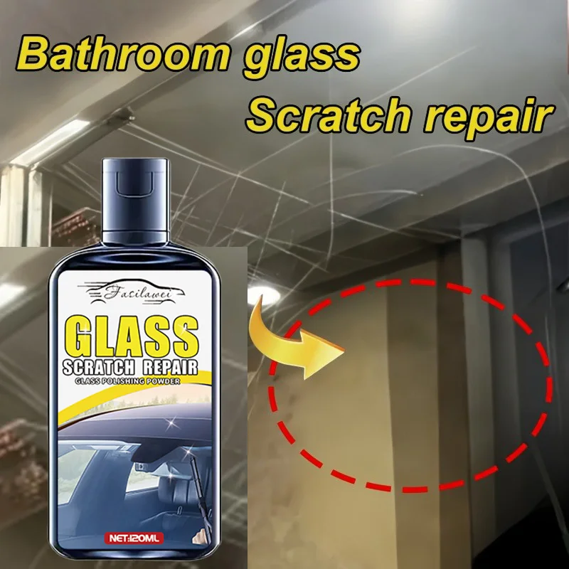 新しいガラス傷修復ペースト - 車の窓と浴室のシャワーのガラス研磨、窓ガラスの傷修復、スポンジ付き。