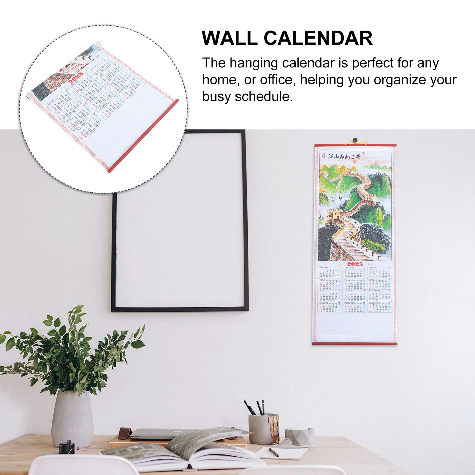 

Hanging 2025 Clear Printed Chinese Lunar Year Office Home Organizer Planner Snake Year Large Wall Hanging Monthly Calendar