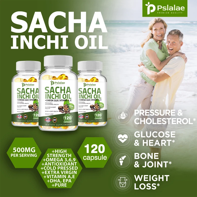 Sacha Inchi Oil Supplement - Rich in Omega 3, 6 and 9 and Antioxidants - for Brain & Heart Health