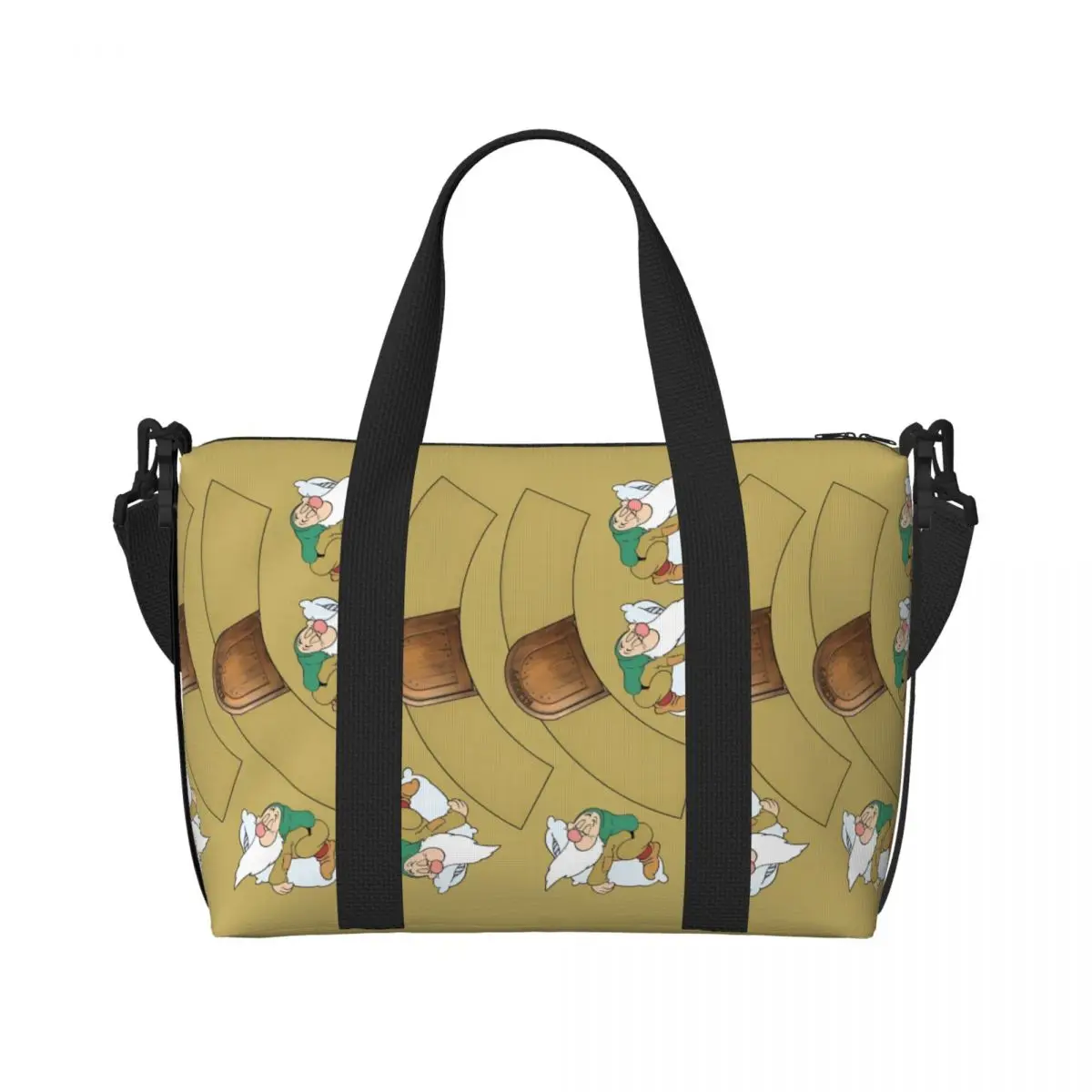 

Custom Snow White And Anime The Seven Dwarfs Tote Bag Women Large Capacity Beach Gym Shoulder Travel Bag