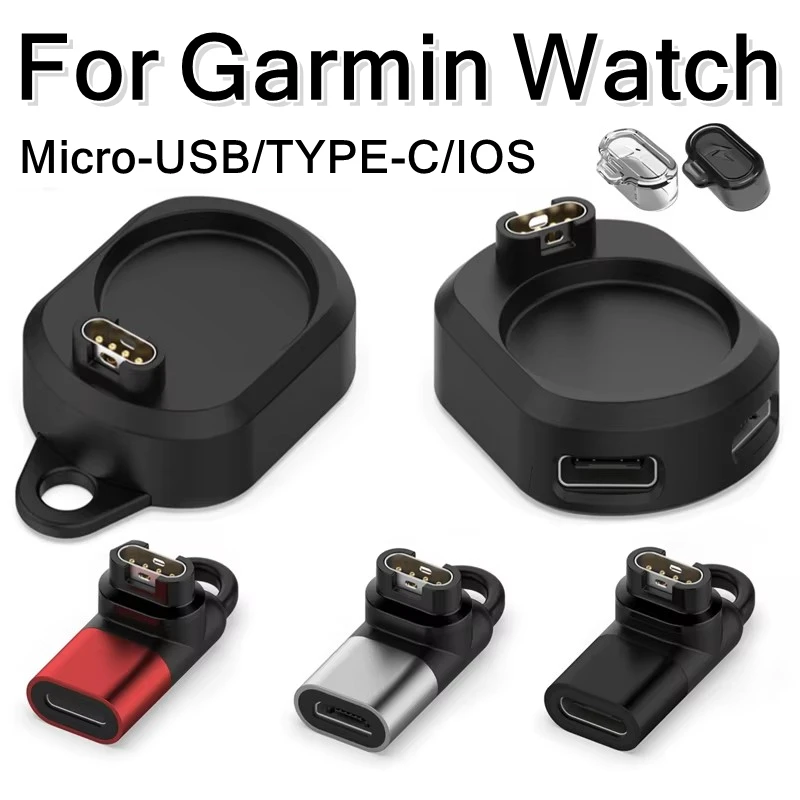 For Apple ios Micro USB Type C Charger Adapter for Garmin Watch Charger Converter Fenix 6 7 Venu Forerunner 955 Type-C Universal