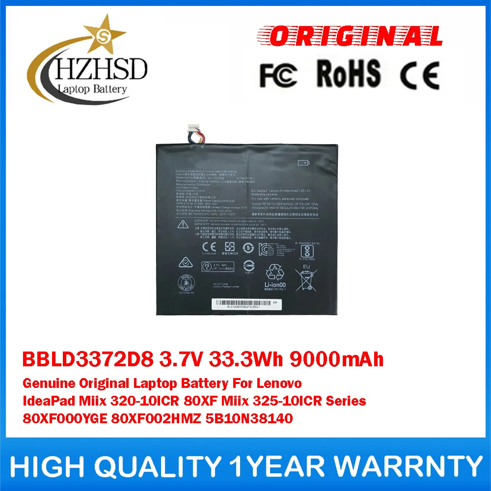 

BBLD3372D8 3.7V 33.3Wh 9000mAh Genuine Original Laptop Battery For Lenovo IdeaPad Miix 320-10ICR 80XF Miix 325-10ICR 80XF000YGE