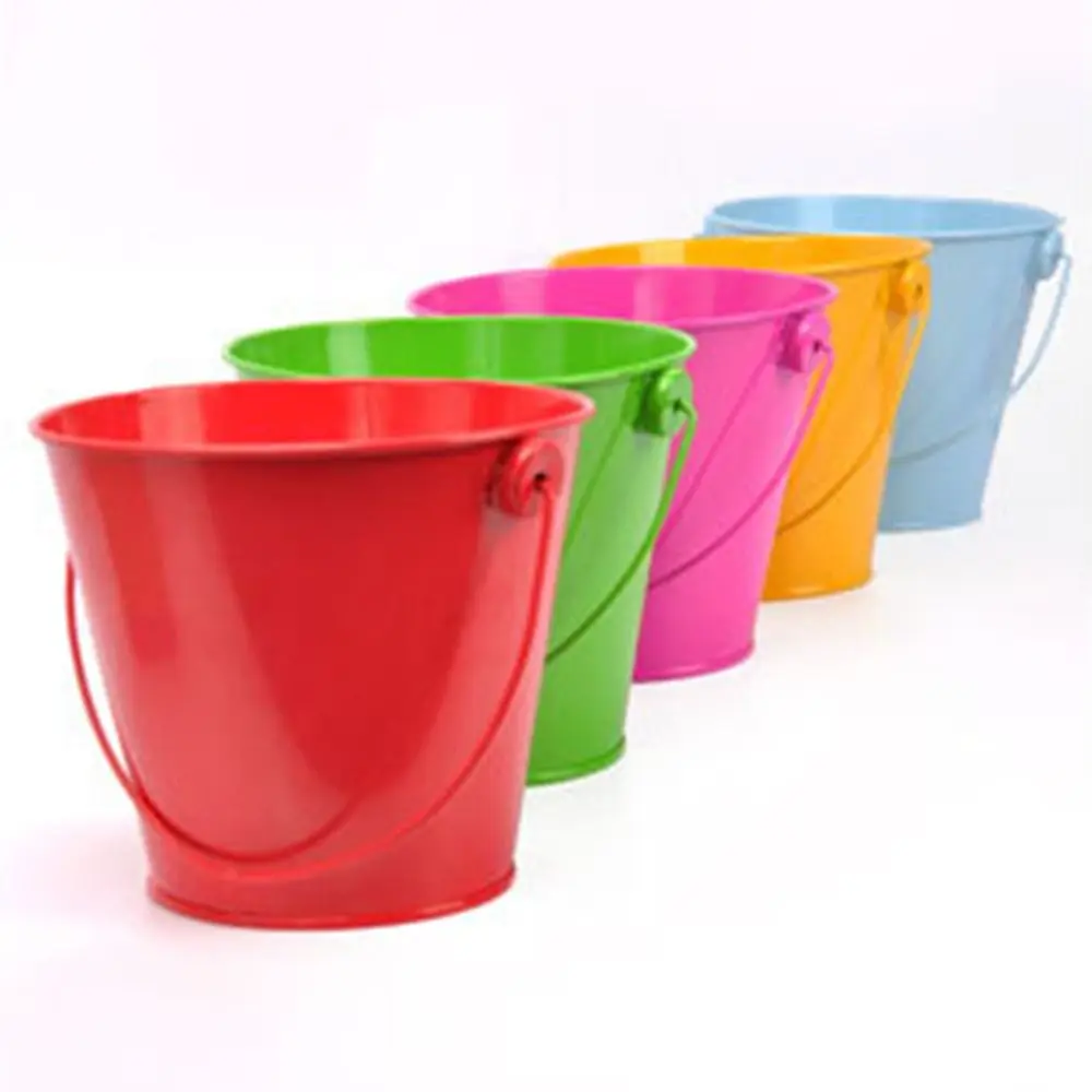Wall Hanging Bucket Tinplate Iron Flower Pot Iron Art Hook Flower Barrel Miniatures Pastoral Mini Tinplate Water Bucket Home