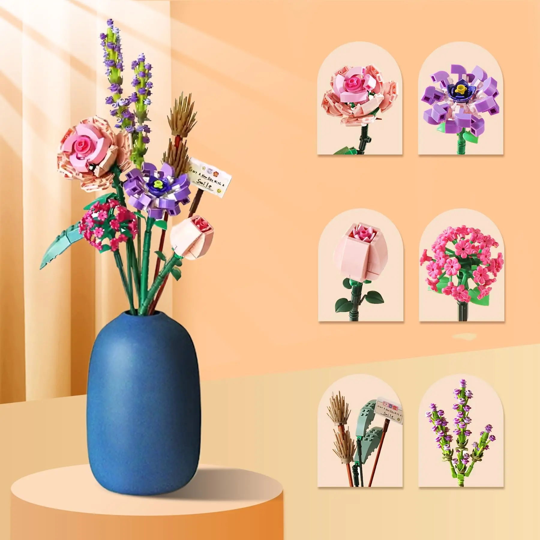 Mini Block Kids Building Toys Bricks Flowers Puzzle Pot Plants Girls Gift Home Decor (1657-1659(With Box)) image 4