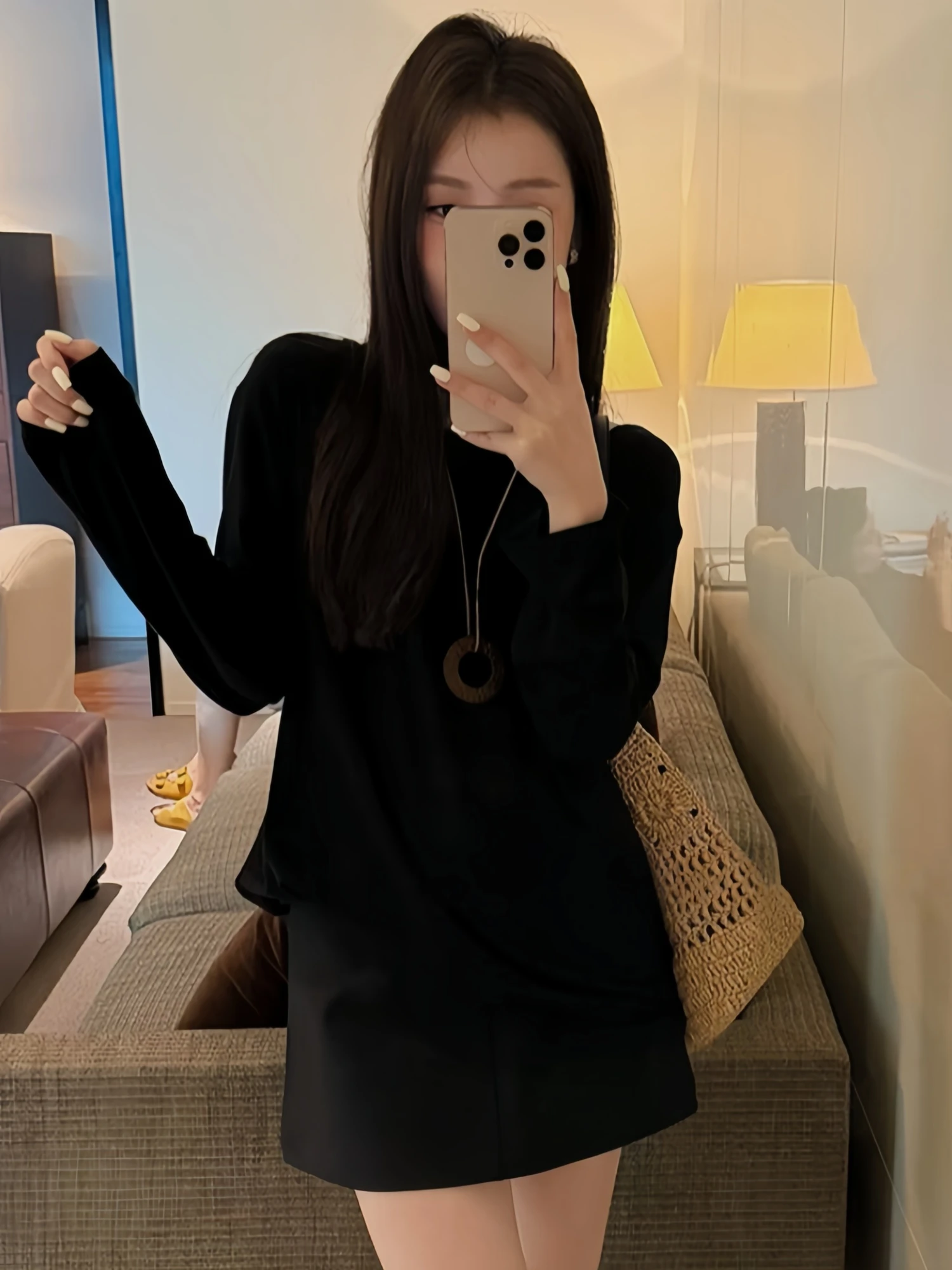 Lace Ba Splice Thin Long Sve T-irt Pure Desire Sexy Top Women's Loose Fit Summer Moisture ng round Ne Casual Tee