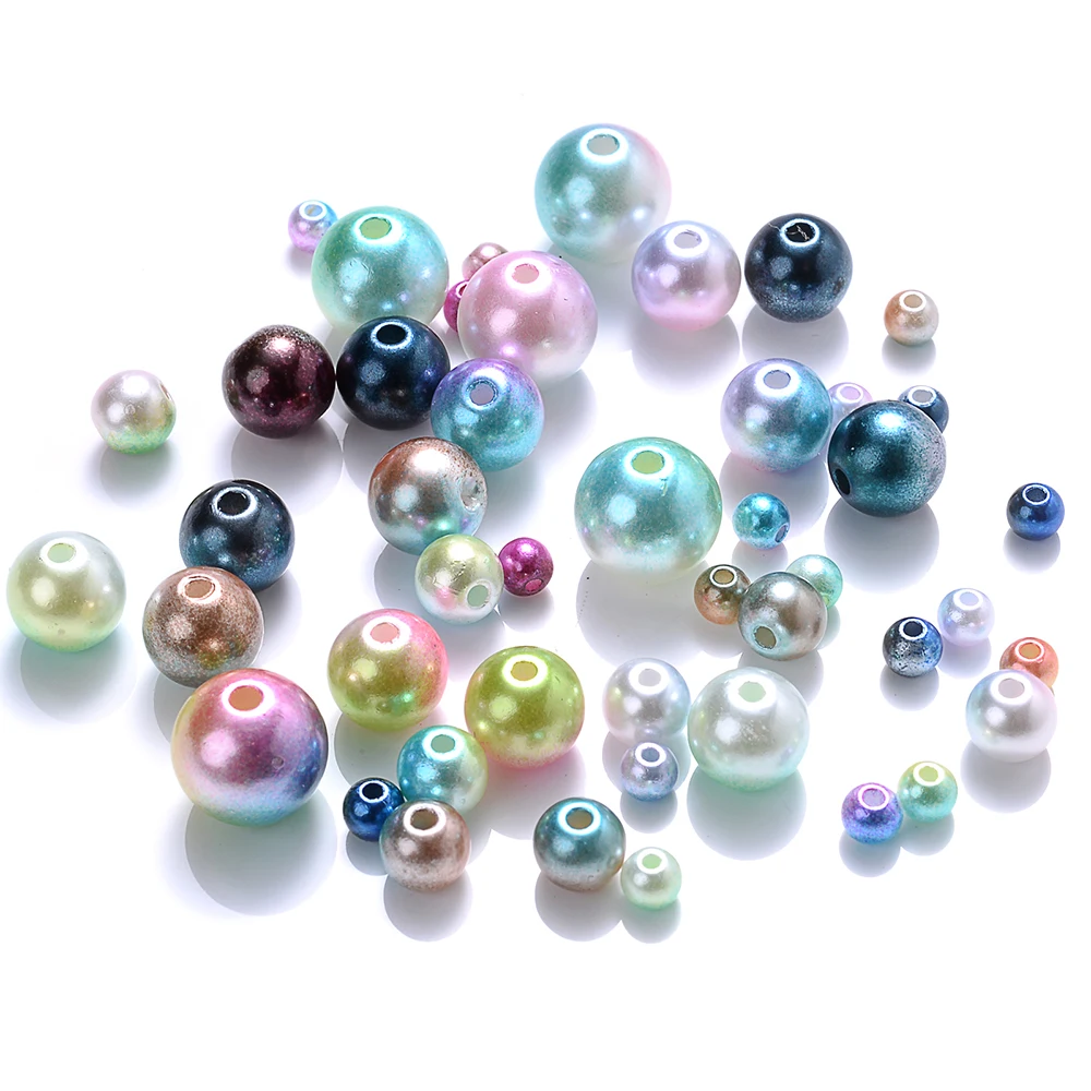 4/6/8/10mm Gemischte Größen Meerjungfrau Aurora ABS Imitationsperlen Runde Abstandsperlen für DIY Schmuckherstellung Armband Halskette Zubehör – Detail 4