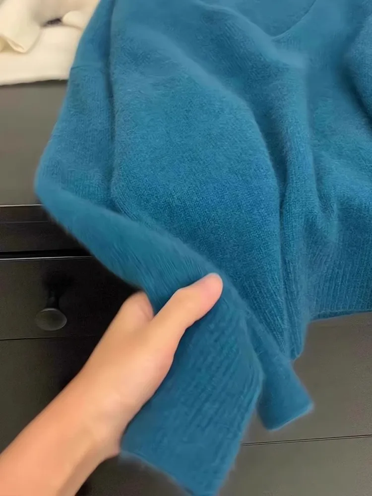 Loose Women's V-Ne Knitted Sweater Soft Bearskin Feel Autumn Winter Faion Sweet Sle Casual Comfortable Top Quali Sense