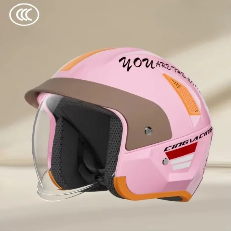 Universal Electric Bicycle Helmet Men's Women's Motorcycle Summer Sun Protection Half Helmet Safety Cap Abs Material