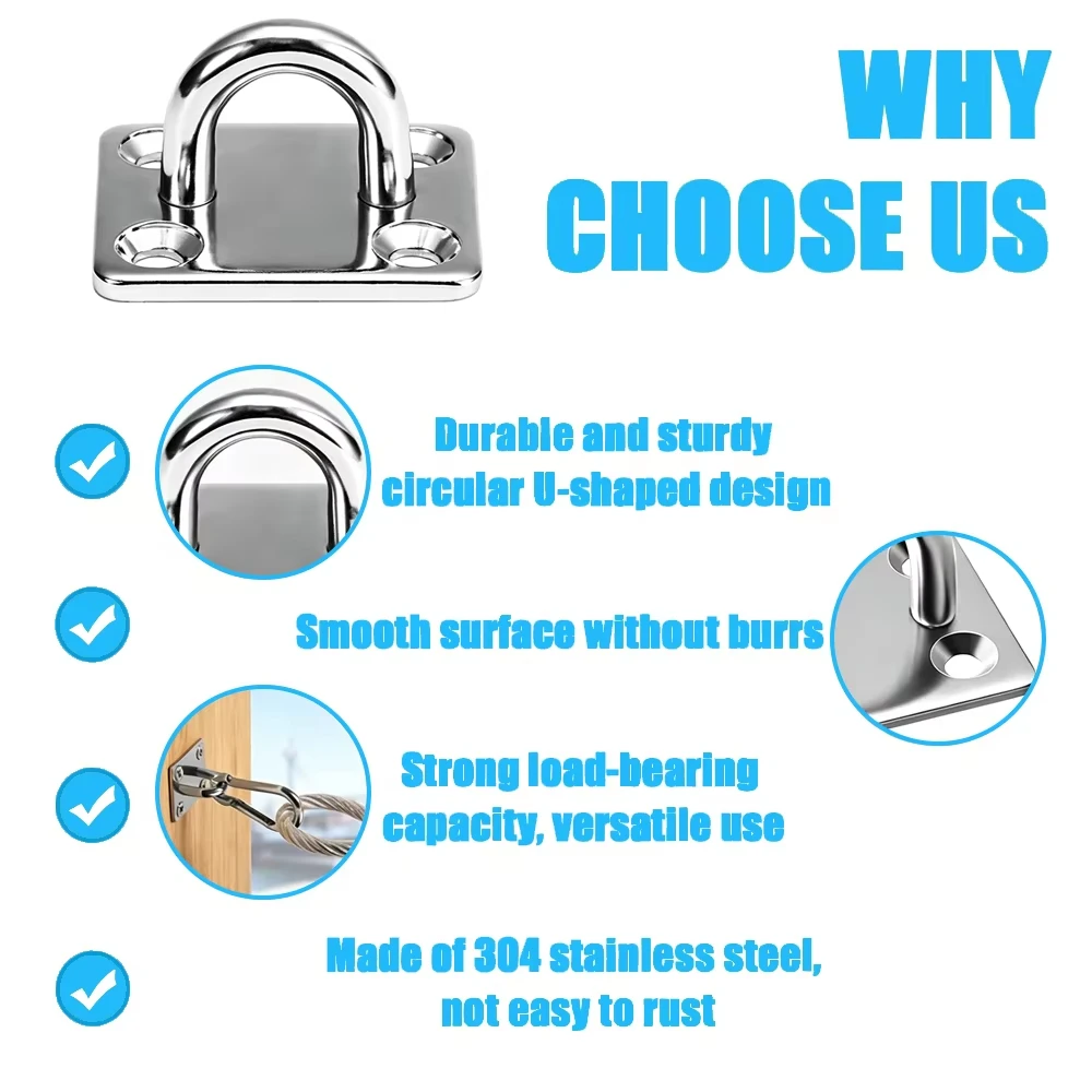 Stainless Steel Square Wall Hanging Hook Installation Ceiling Hook For Gym Training Aerial Yoga Sex Swinging Suspension EtcM5-M8