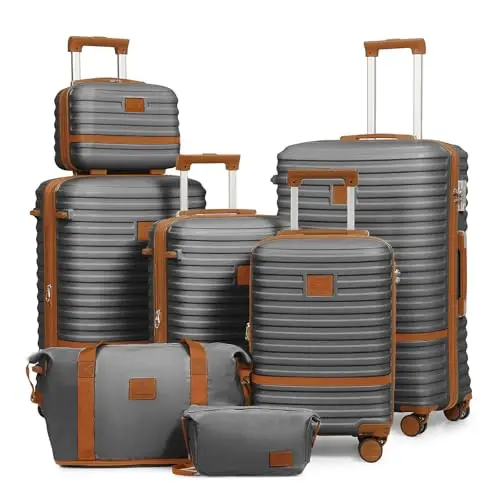 

Joyway Luggage Set 7 Piece Suitcase Sets with Spinner Wheel,Hardside Expandable Travel Laggage with TSA Lock(18/20/24/28 Grey)