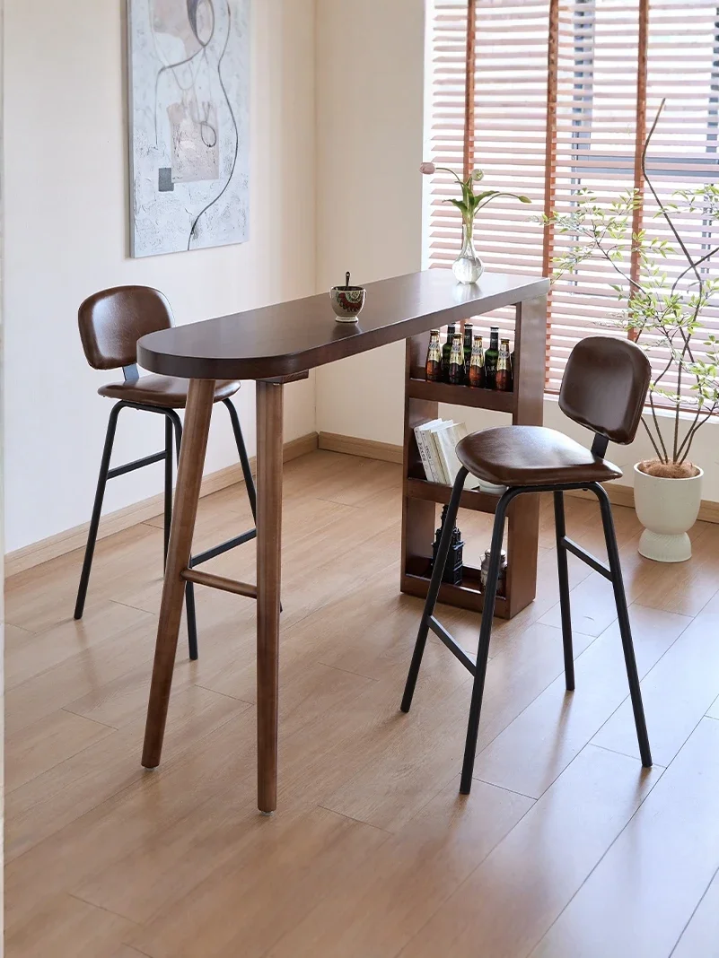 Nordic retro solid wood bar table, home living room partition bar table, bar commercial storage high table