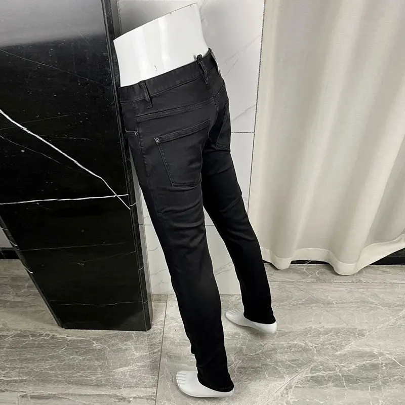 HombreStreet Fashion New Men's Jeans Washed Nostalgic Stretch Slim Black Jeans Designer Hip Hop Brand F Retro Pants Hombre