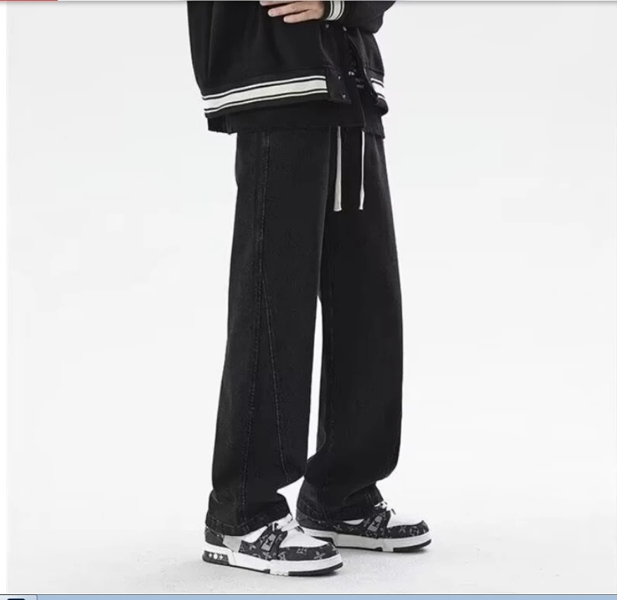 Men's and women's casual pants, trendy loose straight leg wide leg pants