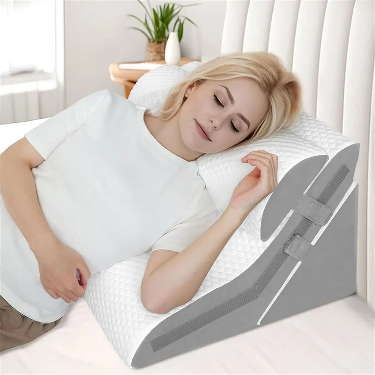 Wedge Pillow for Sleeping Adjustable Folding Triangle Pillow for Snoring and After Surgery Back Pain Relief Acid Reflux