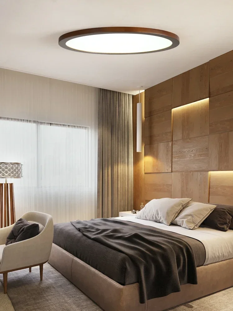 

Round ceiling lamp creative design walnut room lamp simple and modern