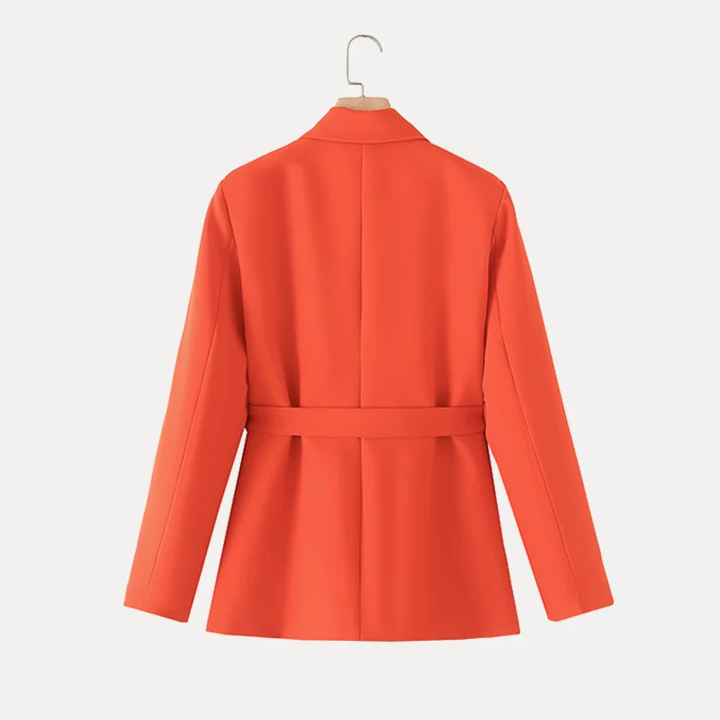 

Orange Long Sve Commuter Sle Women's Suit Jaet Versatile Design Pure Polyester Fiber Casual Length Regular Color