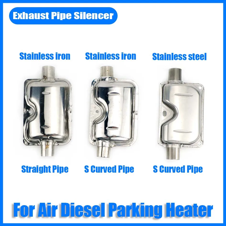 24mm Muffler Silencer Straight-through / S Curved Air Diesel Parking Heater Exhaust Pipe Stainless For Car Truck Camper Garage