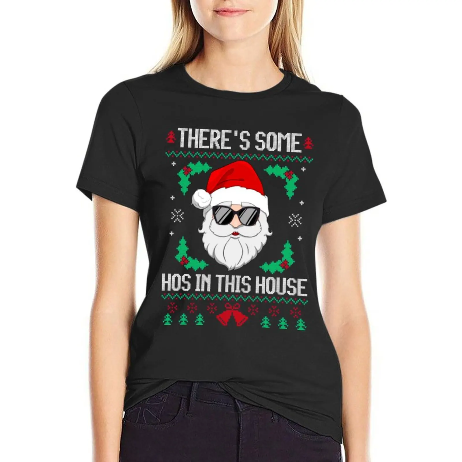 

There's Some Hos In this House Funny Christmas Santa Claus Premium T-Shirt blanks sweat funnys Women clothing