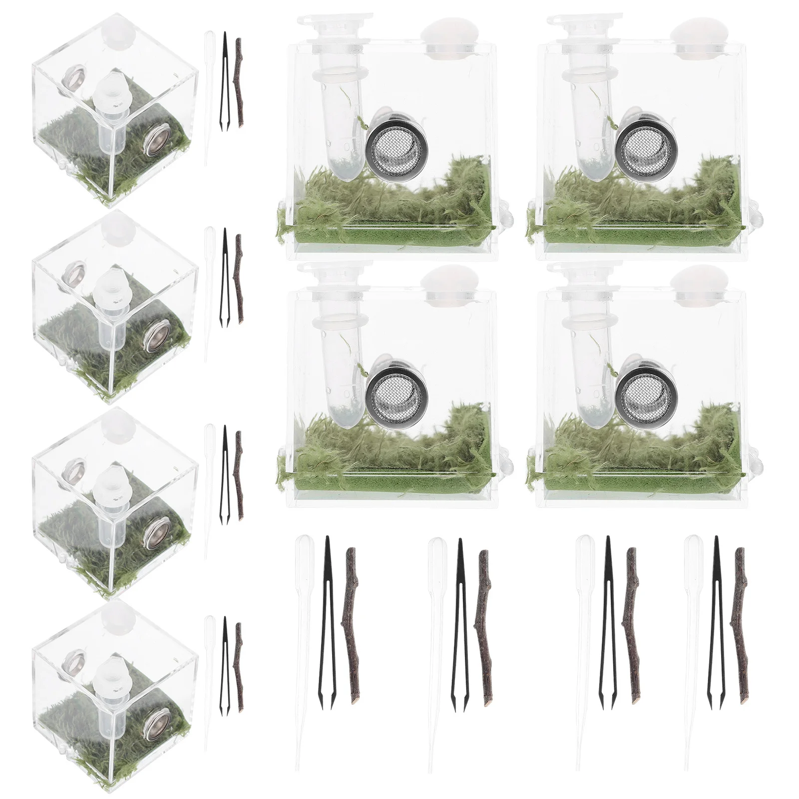 

2Sets Spider Habitat Box Acrylic Jumping Spider Cage Lightweight Moisture Resistant Breeding Container for Snail Lizard Feeder