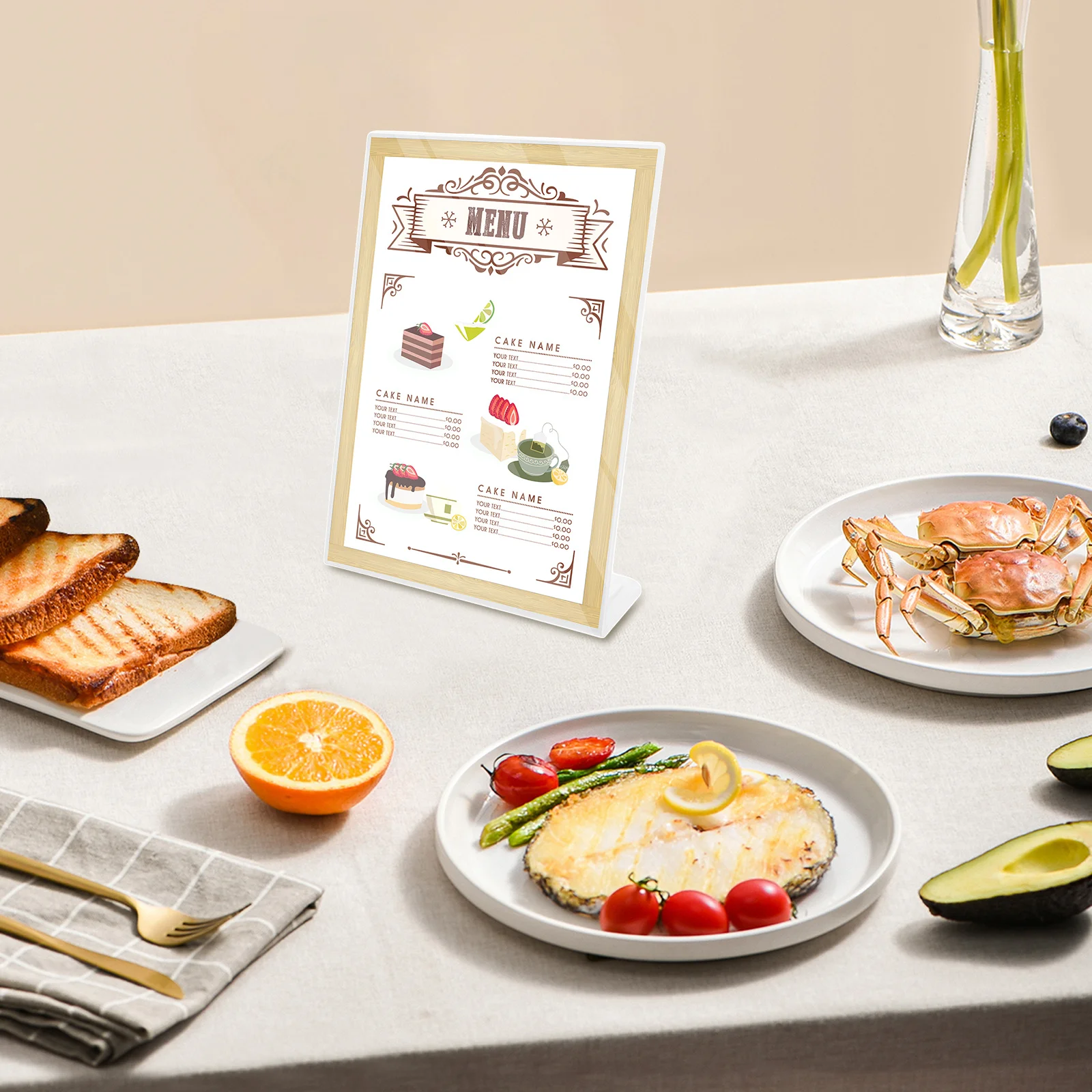 

A4 Menu Display Stand Plastic Sign For Restaurants Cafes Events Tabletop Paper Stand Wedding Table Number Holder Brochure