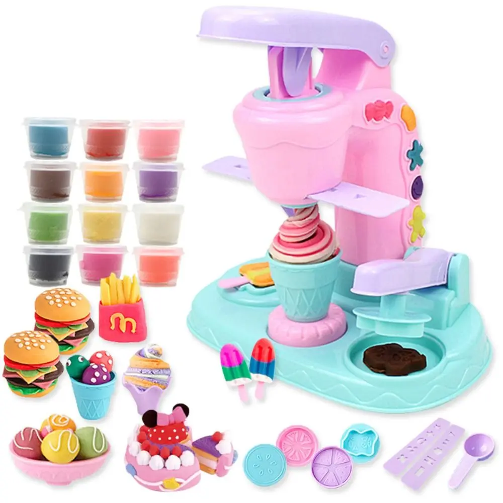 Unique Design DIY Maker Toy Handmade Mold Tool Interesting Design Early Learning Toy Ice Cream Noodles Machine Colored Clay