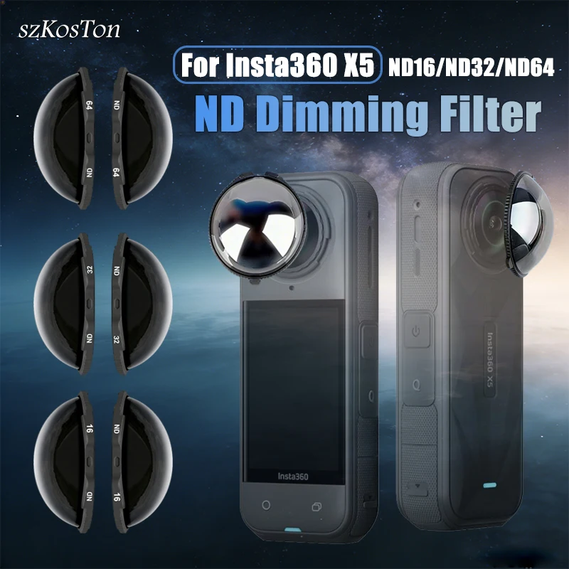 

Фильтр нейтрального затемнения ND16/32/64 для камеры Insta360 X5, стеклянная линза для экшн-камеры, аксессуары для Insta 360 X5
