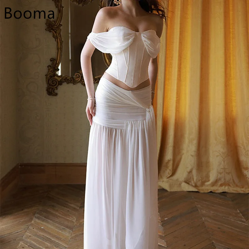 

Booma Elegant Satin Mermaid Sleeveless Pleat Wedding Dresses Long Off The Shoulder Satin Brides Gown Custom Made 2025