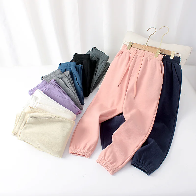 Children's Pant 2025 Spring/Autumn Korean Version Kids Solid Sport Casual Knitted Trousers For Teen Boys Girls 4-13 Y Sweatpant