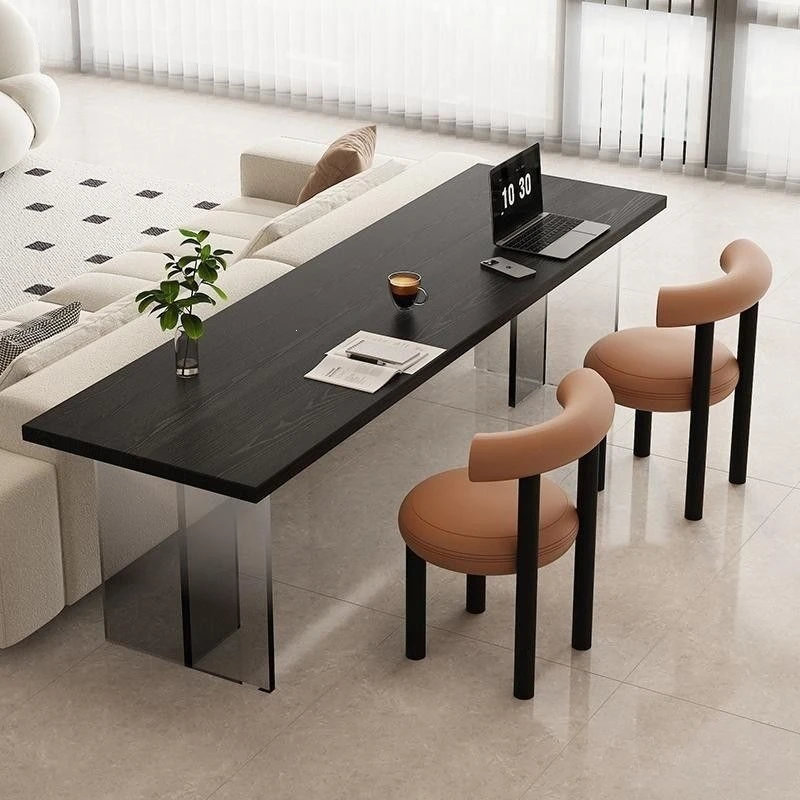 Living room sofa back long table home double study office computer desk Italian suspended solid