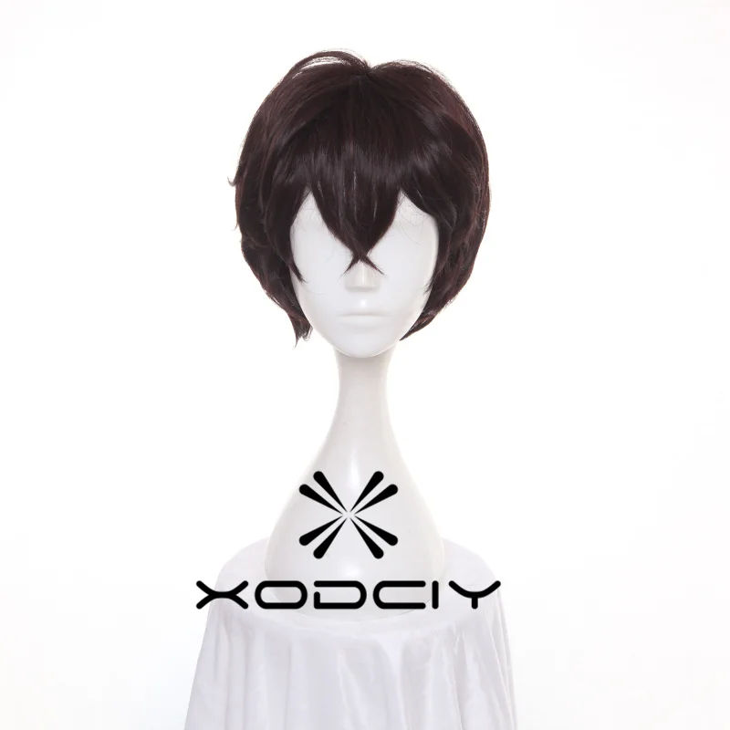 High Quality Dazai Osamu Cosplay Wig Anime Cosplay Short Brown Heat Resistant Synthetic Hair Wigs + Wig Cap