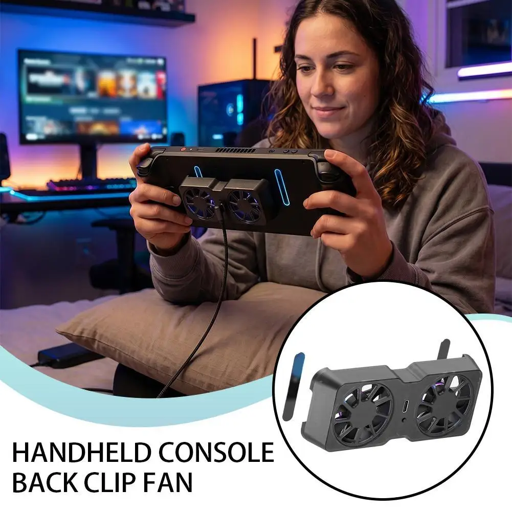 Dual Fan Magnetic Handheld Console Cooler USB Powered Back Clip Radiator for Steam Deck Xbox Ally X Legion Go Portable Game Fan
