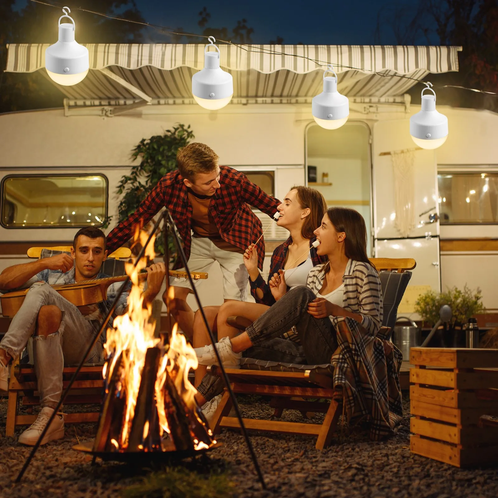 Battery Operated LED Rechargeable RGB Backup Light Bulb With Remote Control, Portable Emergency Lamp for Outdoor Camping Picnic