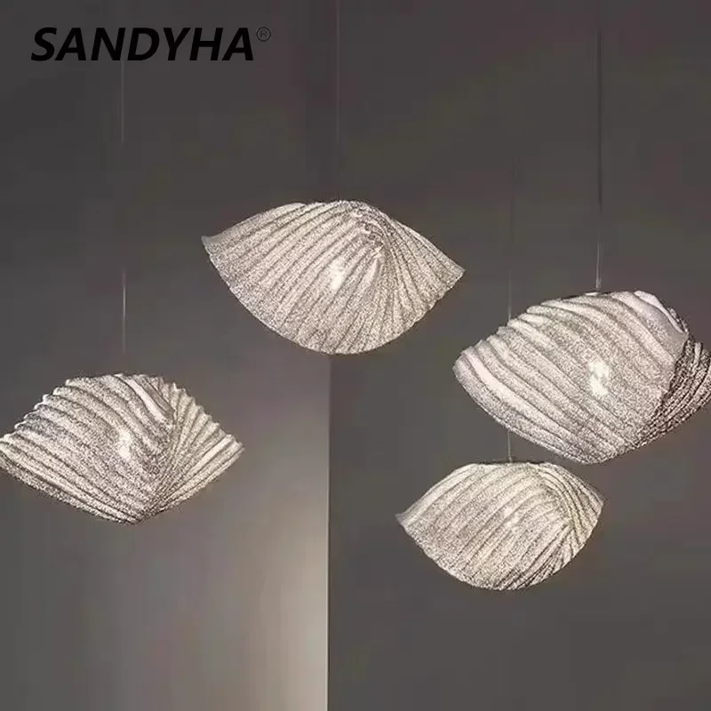 SANDYHA Nordic Pendant Lights Shell Shaped Design Chandelier Led Lamps for Living Room Bedroom Kitchen Dining Table Lighting