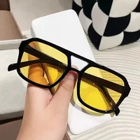 Square Big Frame Sunglasses for Men and Women Lightweight Frame Black Yellow Sun Glasses with UV Protection - Image 2