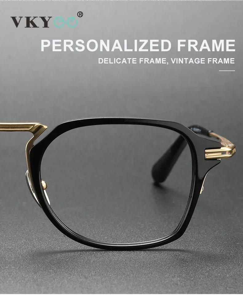 VICKY Retro Square Pure Titanium Eyeglasses Frames Simple Design Customizable Prescription Blue Light Protection Glasses DTX413
