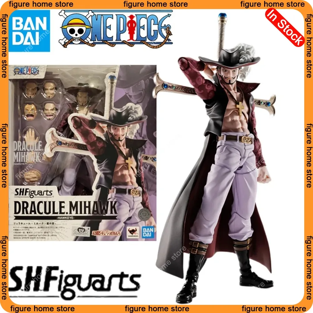 n Stock Bandai S.H.Figuarts One Piece Dracule Mihawk Hawkeye Anime Action Figure Collectible Movable Joints Model Toy Gift