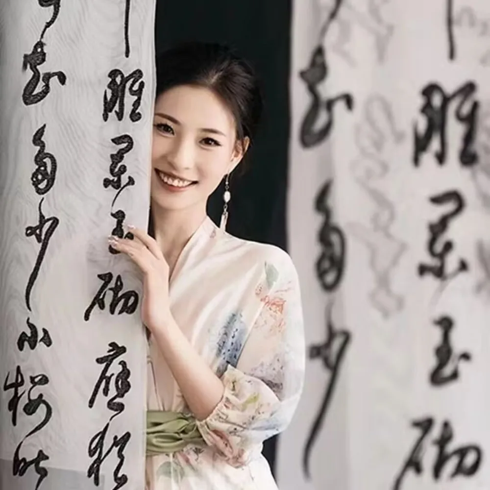 3 Colors Chinese Calligraphy Curtain Retro Window Tulle Calligraphy Hanging Cloth Chinoiserie Chinese Character Fabric