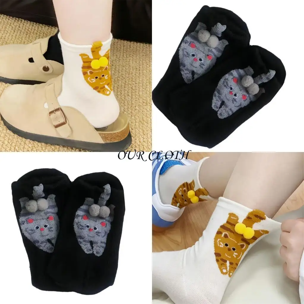 

Дышащие эластичные манжеты носки экипажа с -пушистыми шариками кошки печатают носки лодыжки y1ac